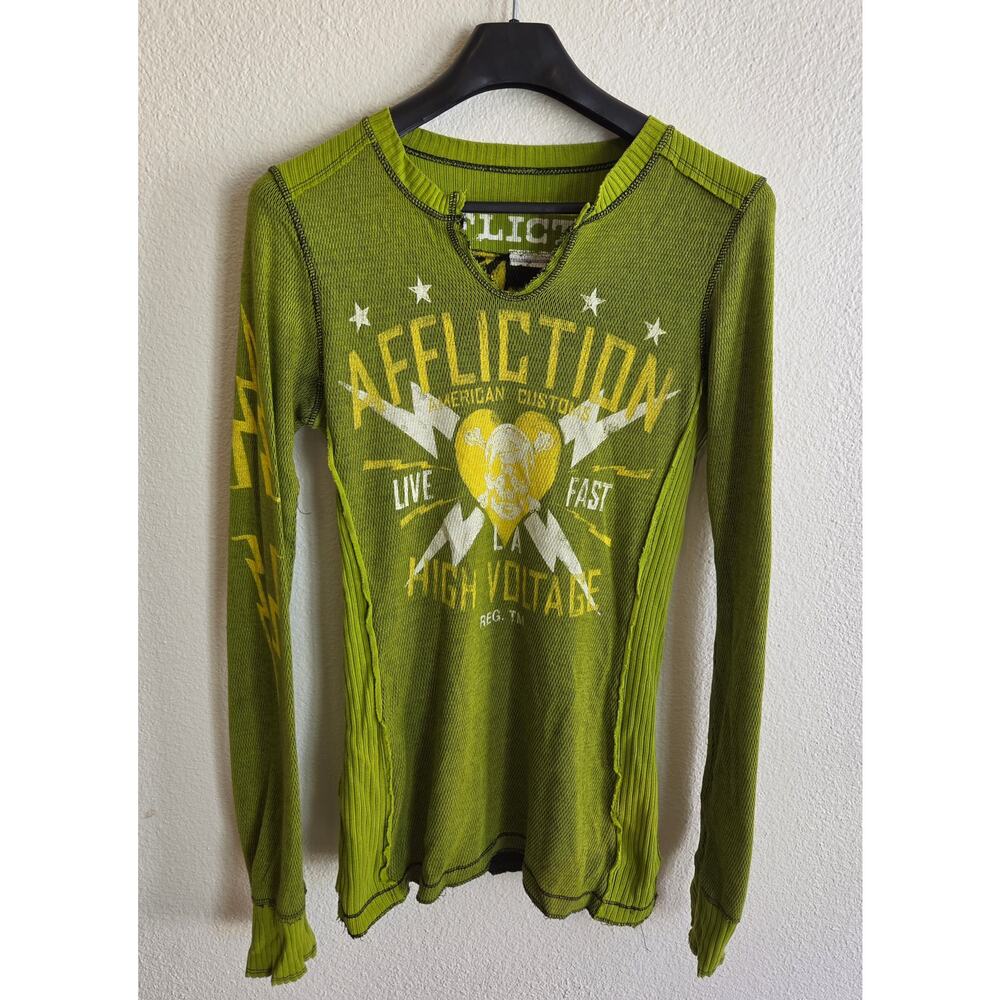 Affliction Thermal Long Sleeve Skull Graphic Reversible